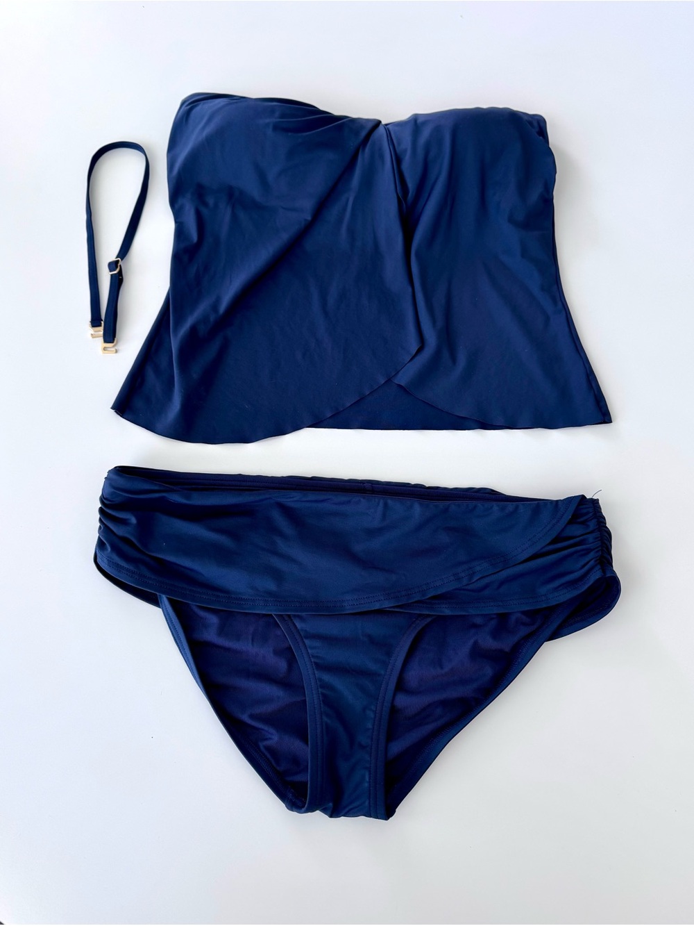 Vince Camuto Swim Strapless Navy Women’s Swim Draped Tankini Set size M